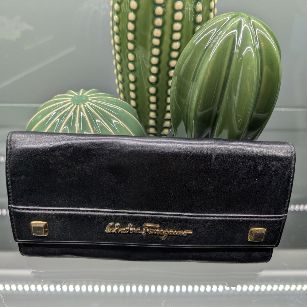 Salvatore Ferragamo Black Leather Wallet